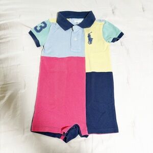 Ralph Lauren Polo Colorblock Shortie Romper 9M big pony